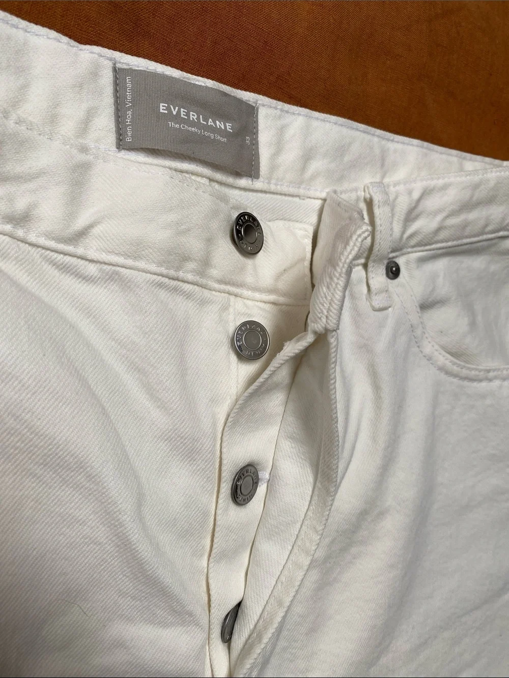 Everlane White Denim The‎ Cheeky Long Short